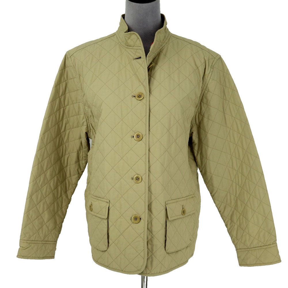 Lands End Jacket Womens Large 14 16 Green Quilted Lined Pockets Gorpcore Preppy